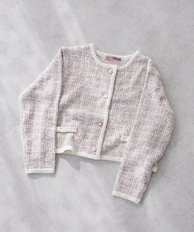 Maison de FLEUR ツイードニットカーディガン Pink