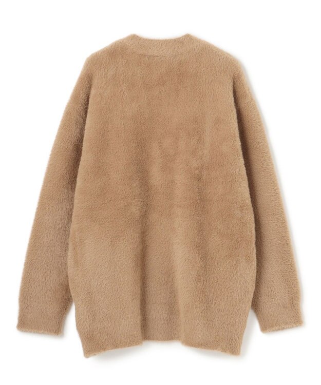 UNFILO ナイロンシャギー Vネックカーディガン キャメル