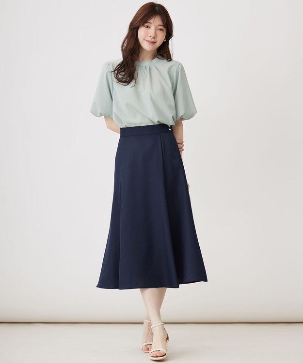 ANY SIS 【速乾・接触冷感】スムージーポリエステル フレアスカート ネイビー