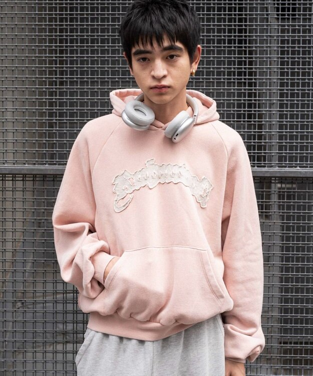 WEGO ショートグラフィックプルパーカー ピンク