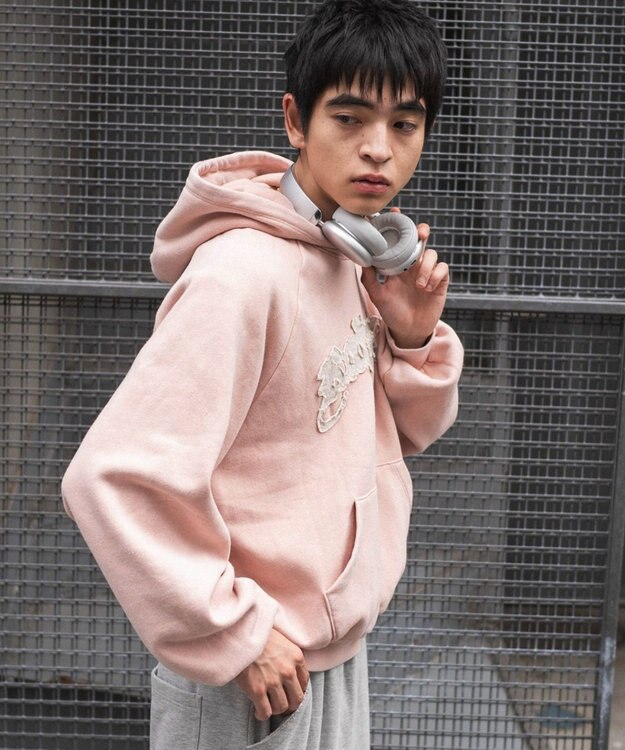 WEGO ショートグラフィックプルパーカー ピンク