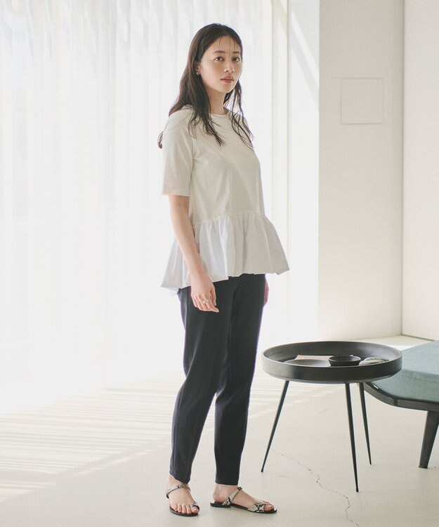 #Newans 【撥水・吸水速乾】コンビネーションペプラムチュニックカットソー ホワイト系