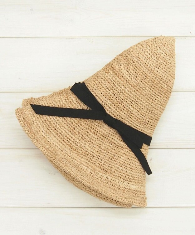 石田製帽  ラフィア糸入りかぎ編み ソフトハットセーラ ナチュラル