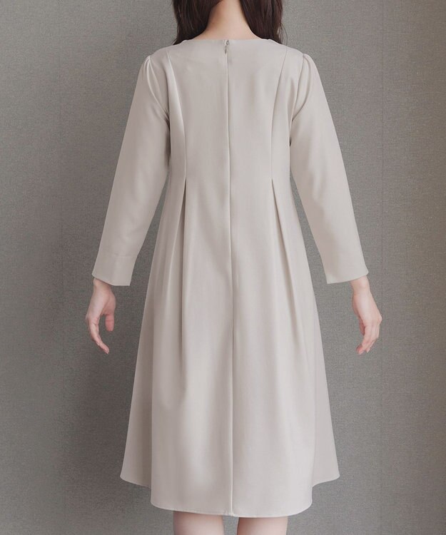 Tiaclasse L ボックスタックAラインワンピース ベージュ