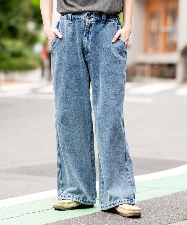 WEGO ローライズバギーフレアデニムパンツ デニム中濃加工色