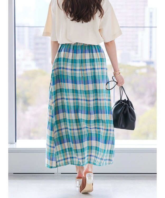 AMERICAN HOLIC ラップ風チェックスカート Green