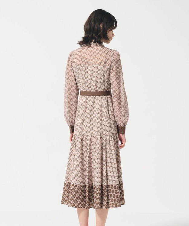 GRACE CONTINENTAL モノグラムプリントレイヤードワンピース ベージュ