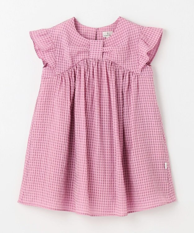 組曲 KIDS 【110-140㎝】ギンガムサッカー ワンピース ラズベリー
