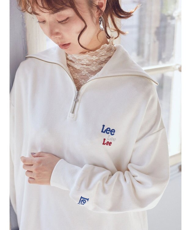 earth music&ecology Ｌｅｅ×ｅ．ｍ．ａ．ｅ．　ハーフジップ刺繍スウェット Off White