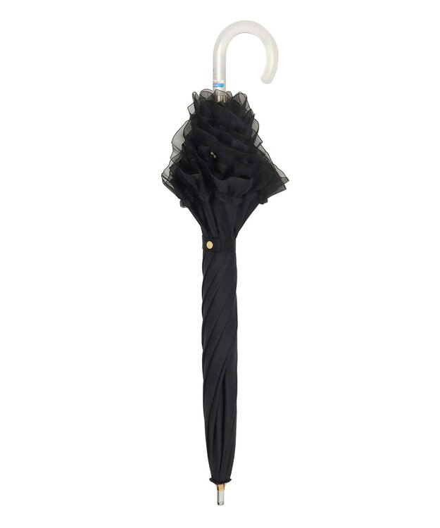 MOONBAT 【ランバン オン ブルー（LANVIN en Bleu）】晴雨兼用日傘　ビジュー付きオーガンジーフリル ブラック