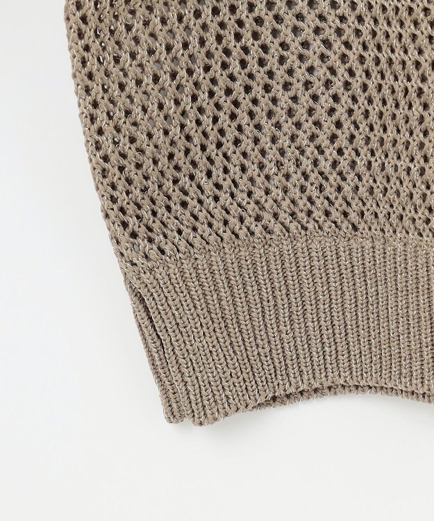 ANY L 【洗濯機可】ラメニットメッシュプルオーバー モカ