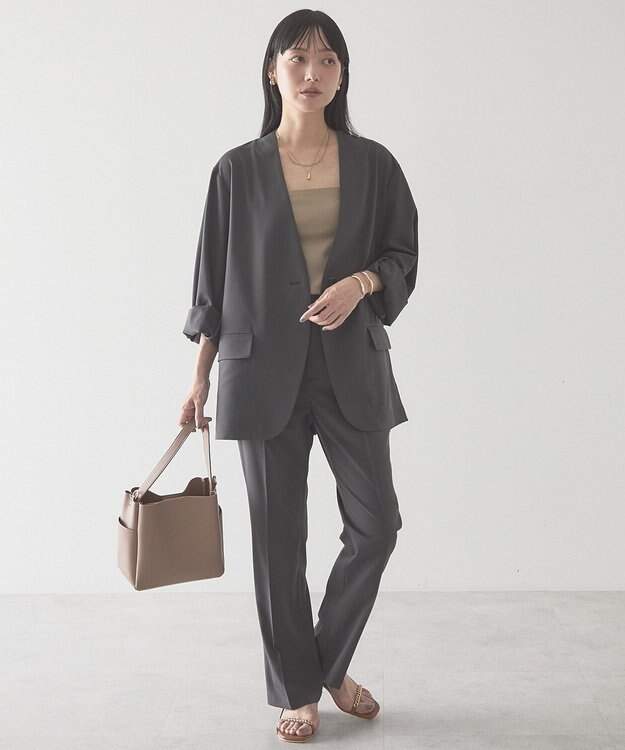 AMERICAN HOLIC 【予約】【マルチ機能】ノーカラージャケット Chacoal Gray