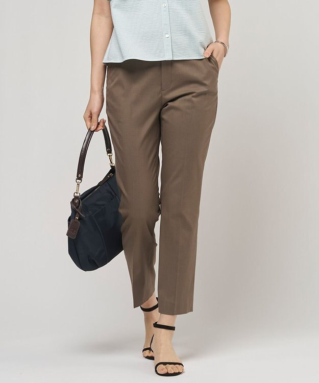 J.PRESS LADIES 【セットアップ対応・洗える・撥水】コットンFITTY テーパード パンツ ダークブラウン系