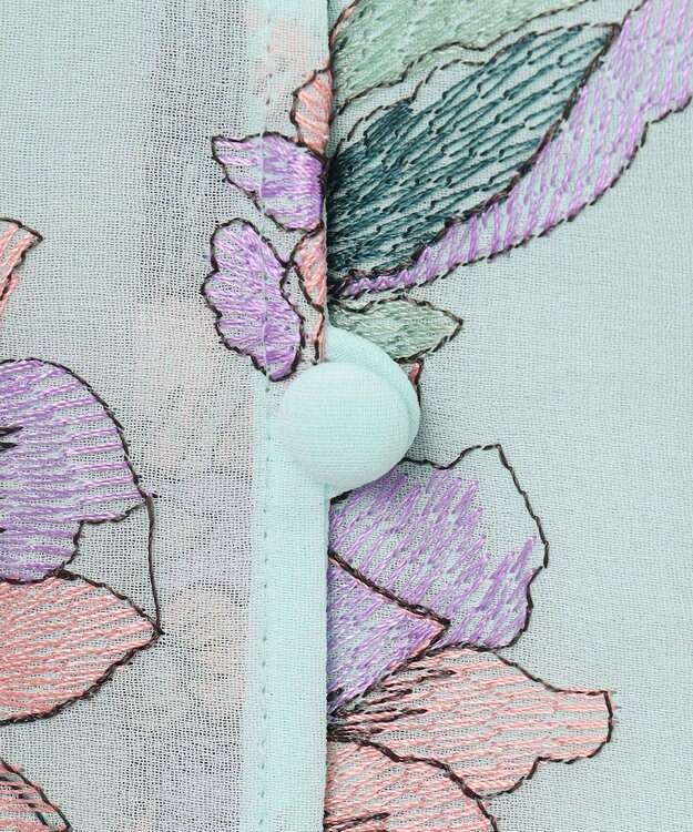 GRACE CONTINENTAL エスニックフラワー刺繍トップ ライトグリーン