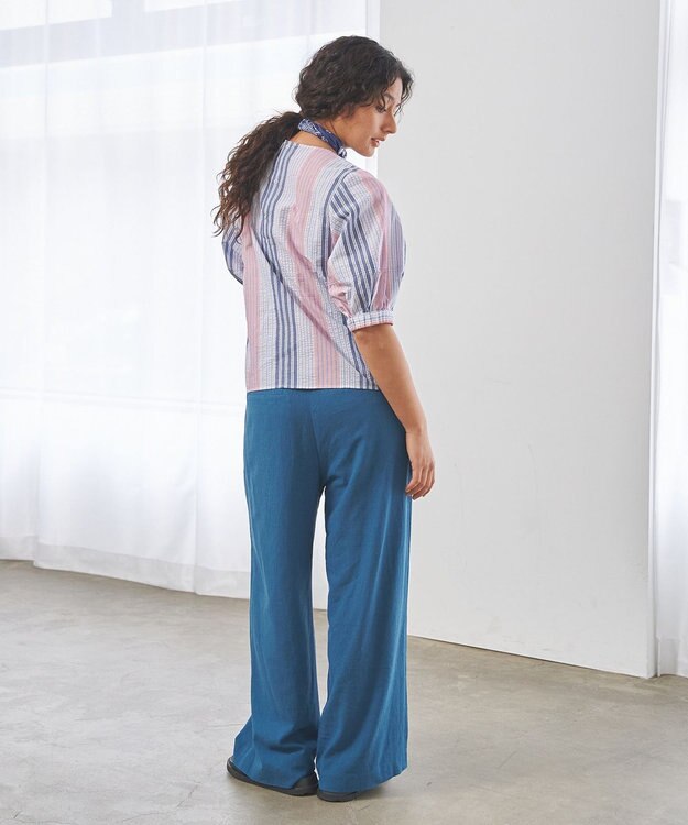 J.PRESS YORK STREET 【WOMEN】マルチストライプ ブラウス レッド系1