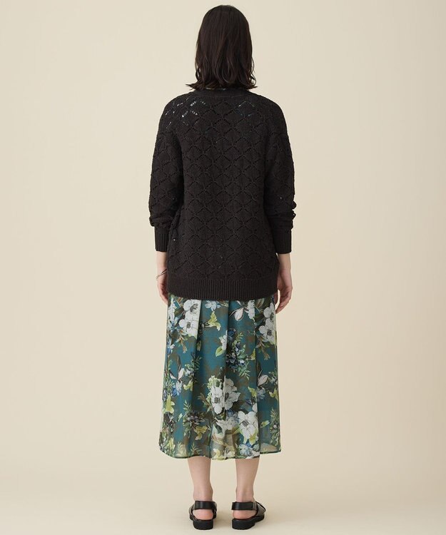 自由区 ジオメトリックモチーフ カーディガン ダークブラウン