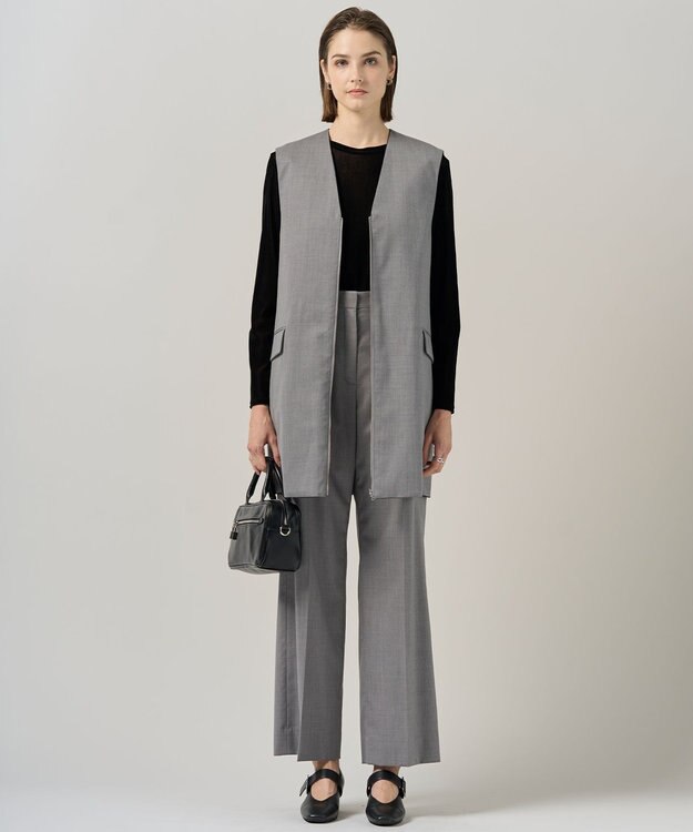 ICB 【洗える】T/Wブロード ワイドストレートパンツ ライトグレー系