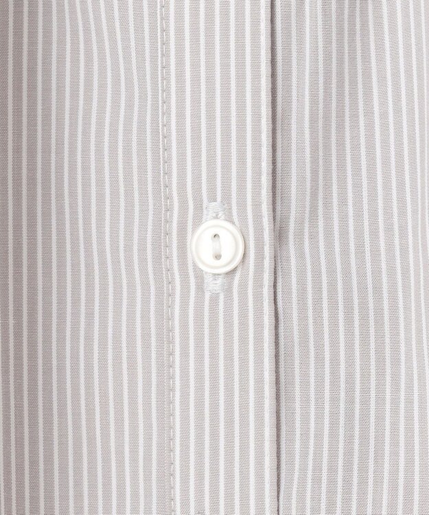 ANY スタンドネックブラウス グレーピンストライプ