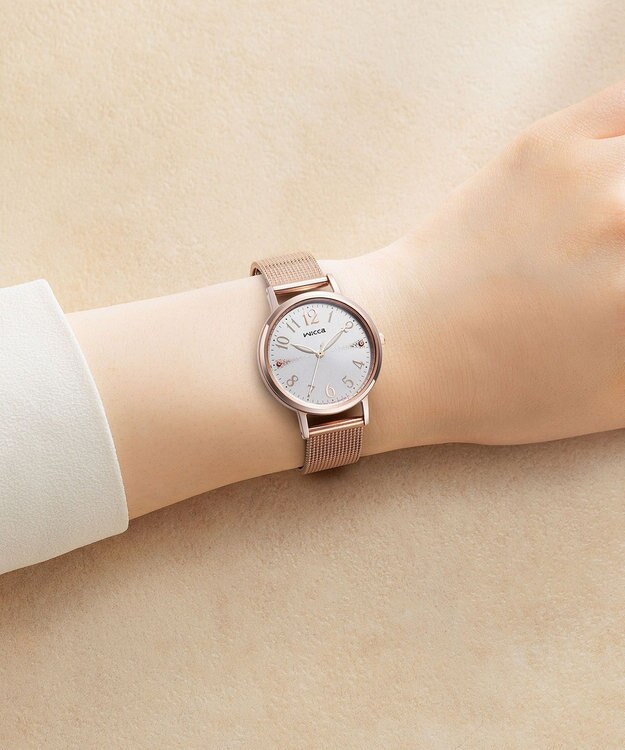 CITIZEN 【ソーラーテック】wicca メッシュベルト　KP5-166-13 少し大きめが可愛い30㎜サイズ。プレゼント 就活 学生 ビジネス シンプル ピンクゴールド