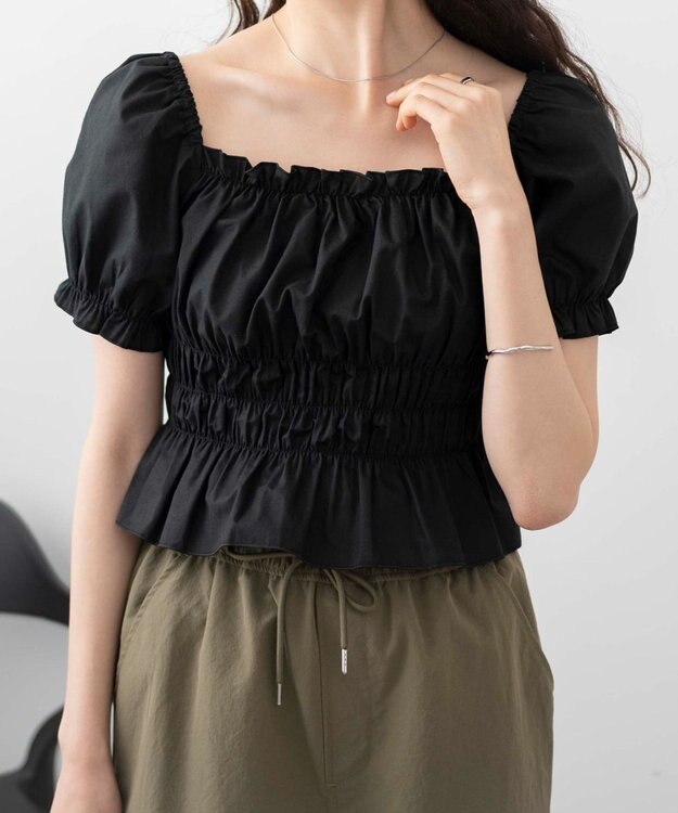 WEGO オフショルシャーリングブラウス ブラック
