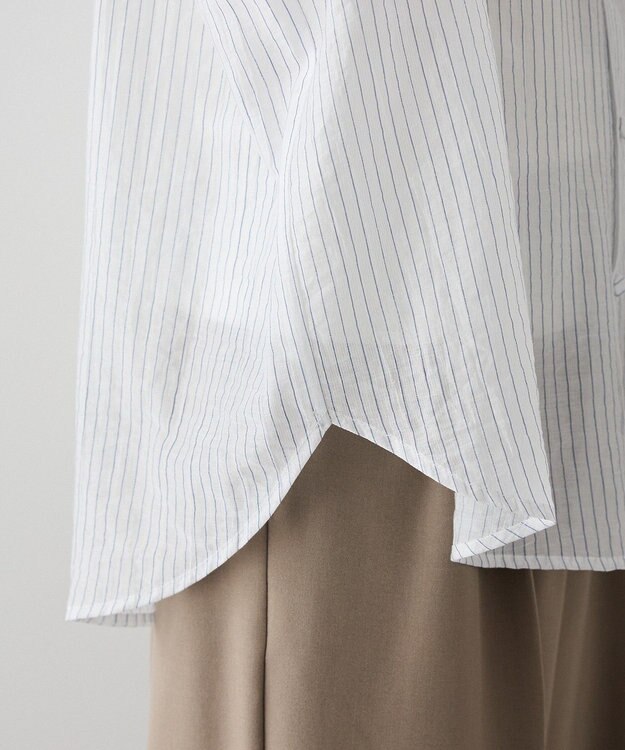 CRAFT STANDARD BOUTIQUE 【2点SET】スカーフ付きシアーストライプシャツ Stripe White