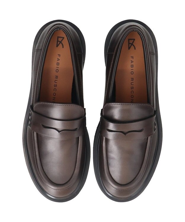 INTER-CHAUSSURES 【FABIO RUSCONI】ラウンドトウ厚底ローファー ブラウン