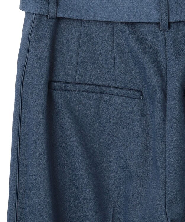 ICB L 【裏起毛】 ウォームサテン ワイドストレートパンツ ブルーグレー系