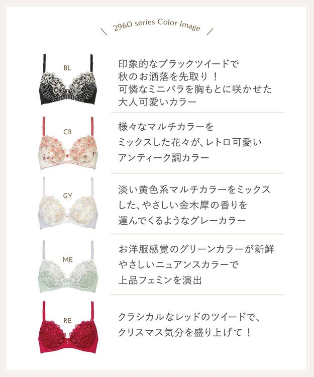 Wing ブラジャー Wing Lesiage 自然なまるみシルエット ソフトなつけごこち 【2960シリーズ】 ブラ PB2960 ウイング／ワコール レッド