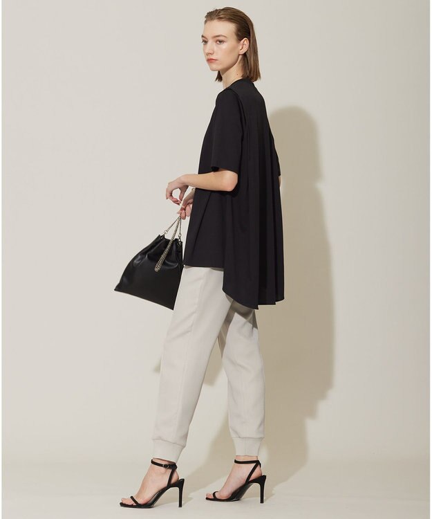 ICB L 【接触冷感・UVケア・洗える】コンフォートプレーティング デザインカットソー ブラック系