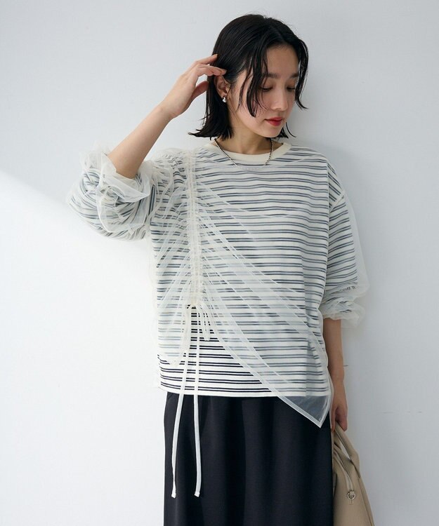 Green Parks シャーリングチュールドッキングプルオーバー Navy