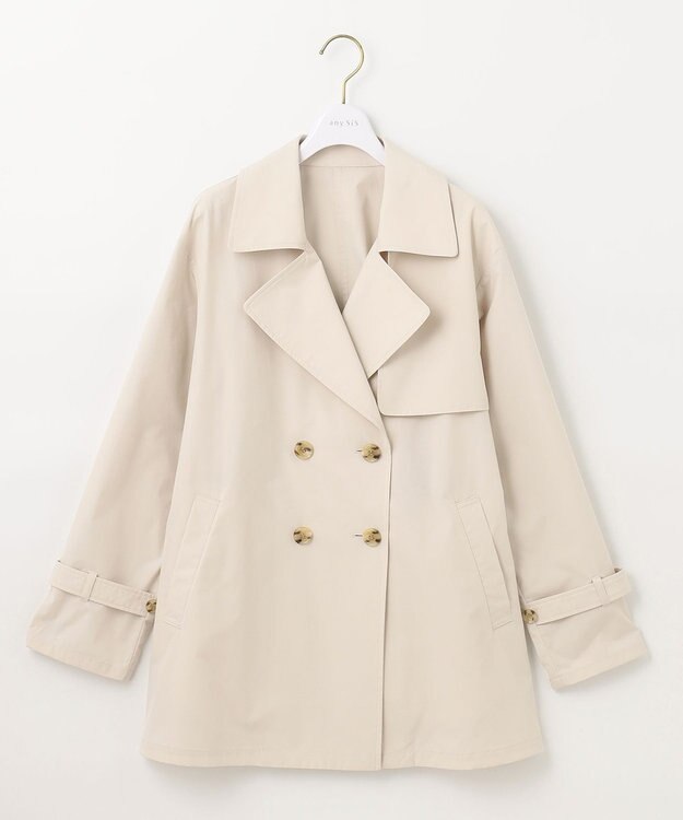 ANY SIS 【洗える】ライトプルーフハーフ トレンチ コート アイボリーベージュ