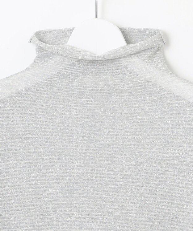 自由区 L 【洗える】ラメボーダー ニット シルバー×シルバー