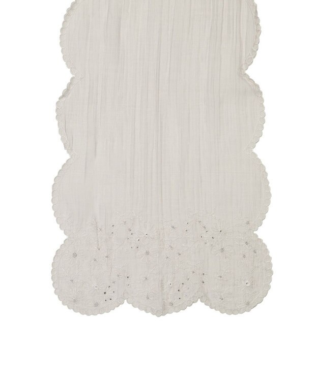 MOONBAT ルナルーチェ ロカ CHANDNI シルクコットン 花刺繍ストール ライトグレー