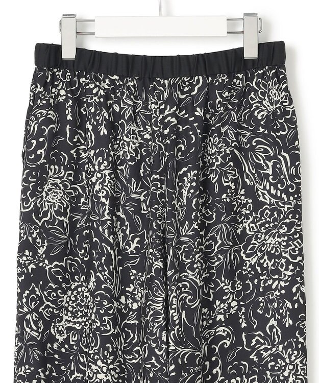 23区 【洗える】アンティークフラワープリント ワイド パンツ ブラックベース