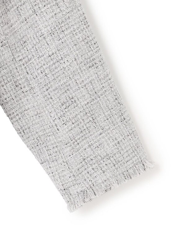 ICB ライトブッチャーツイード ノーカラージャケット ライトグレーミックス