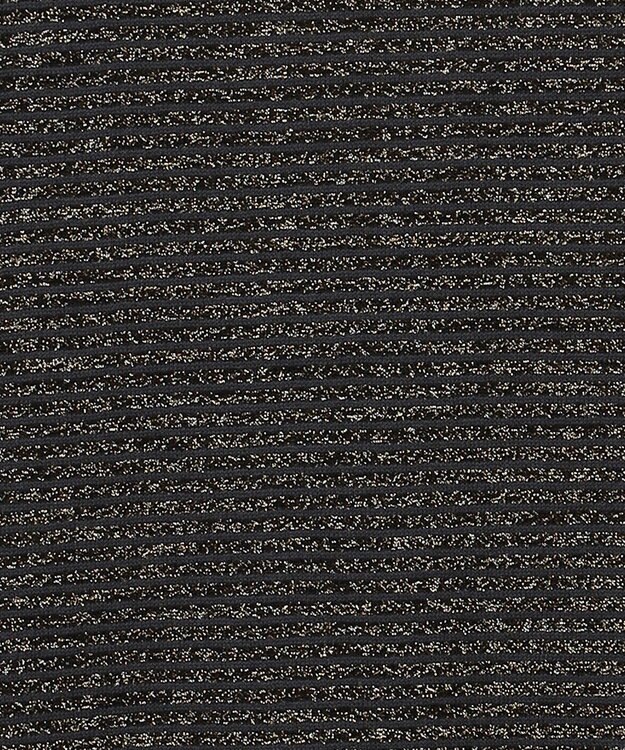 自由区 S 【洗える】ラメボーダー ニット チャコール×ゴールド