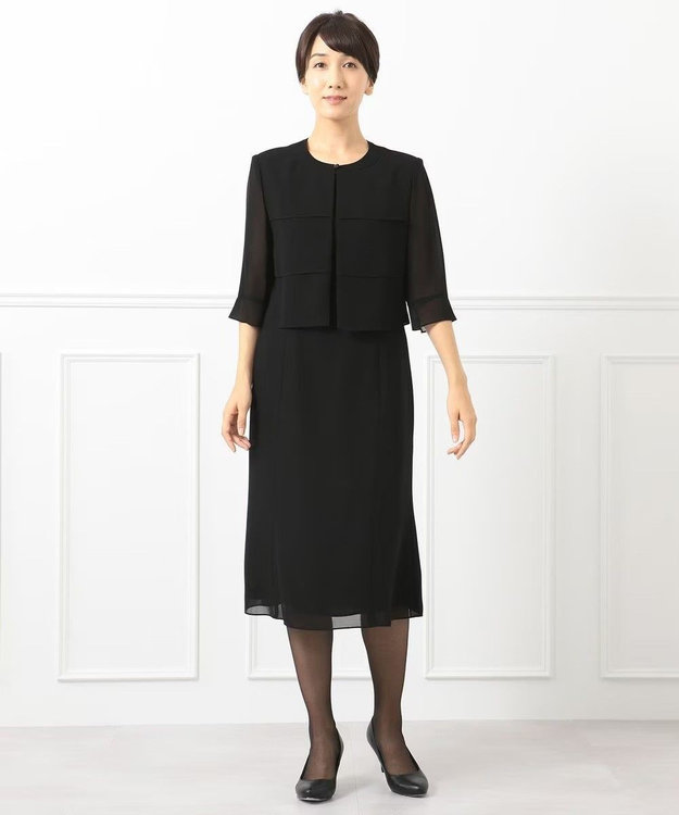 自由区 FORMAL 【人気NO.1 / 洗える】ボレロ風ワンピース ブラック系