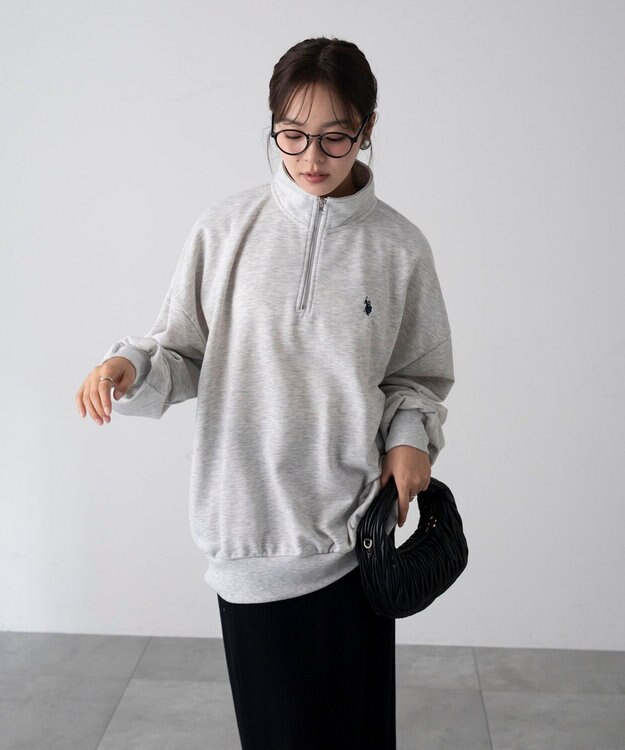 WEGO 【WEB限定/25年秋冬新作/ユニセックス着用ITEM】別注USPOLOハーフZIPPO 杢グレー