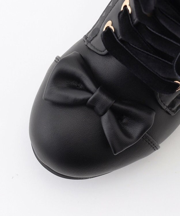 ANY KIDS リボン付き編み上げブーツ ブラック