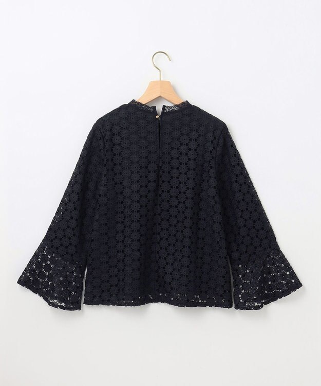 組曲 【WEB限定】フラワーレース 袖フレアトップス ネイビー系