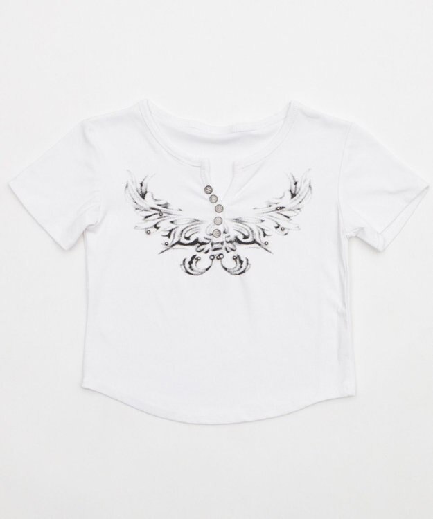 WEGO ヘンリーネックドームスタッズT ホワイト