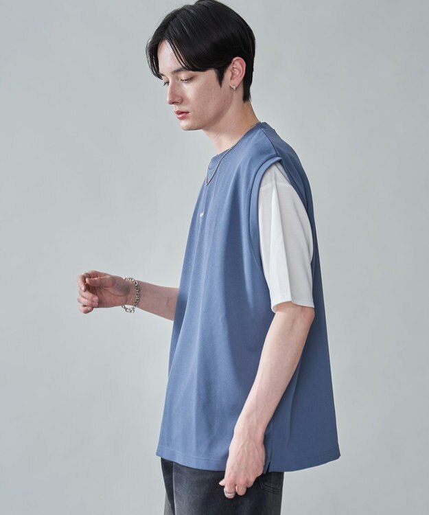 WEGO 【２点セット/ベスト×Tシャツ】アンサンブルベスト（SS） ブルー