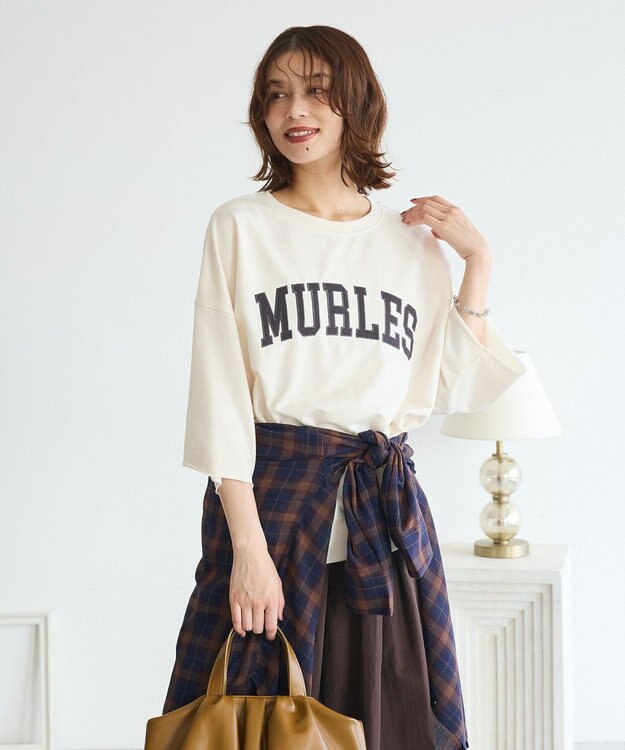 Green Parks ５分袖刺繍ロゴトレＴＥＥ Ivory