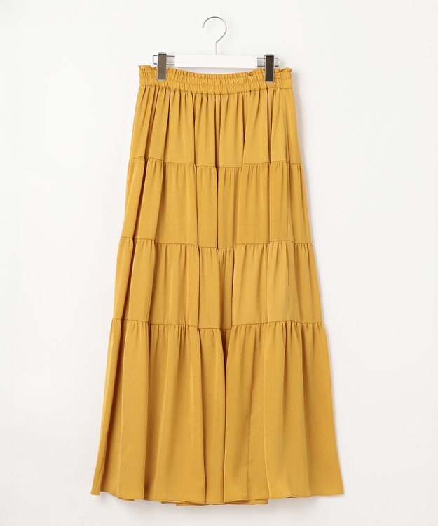 自由区 【洗える/着丈調節可】カラー ティアードスカート マスタード系