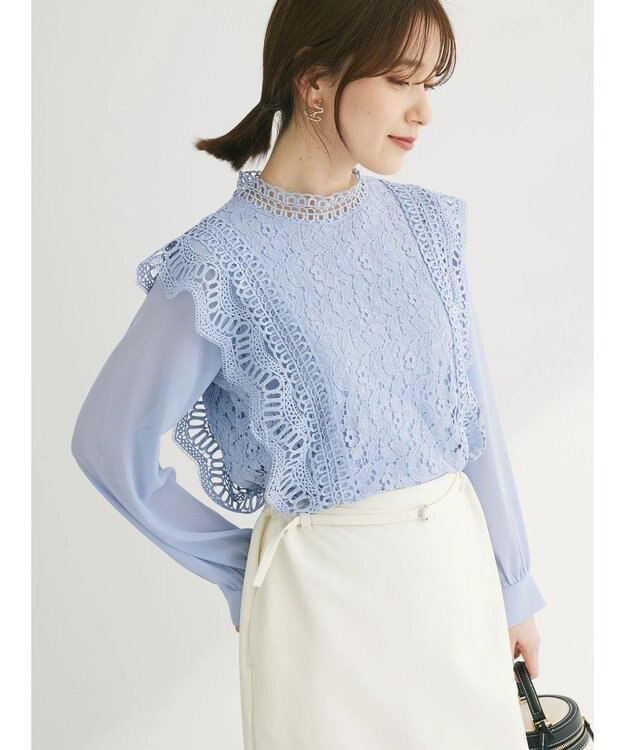 Green Parks ・Ｐｅｔｉｔ　Ｆｌｅｕｒ　イロイロレースブラウス Blue
