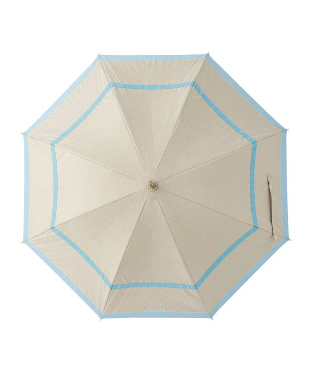 MOONBAT FURLA 晴雨兼用日傘 長傘 シャンブレー切継 ／遮光 遮熱 UV ターコイズ