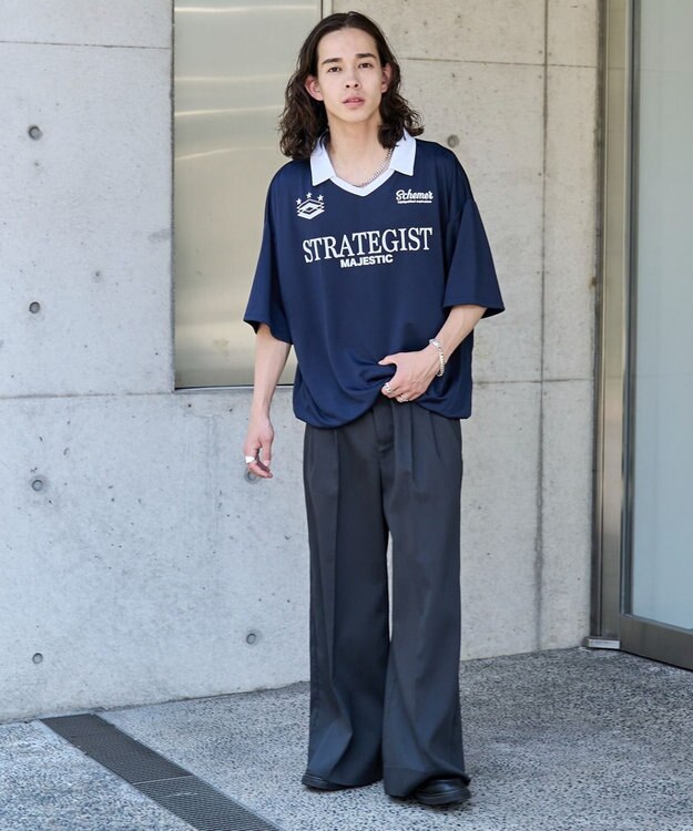 WEGO 【ユニセックス着用ITEM/MLサイズ展開】ドロストゲームシャツプルオーバー ネイビー