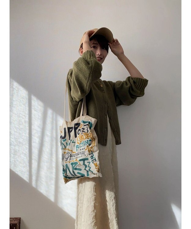 Green Parks クルーネックカーディガン Khaki