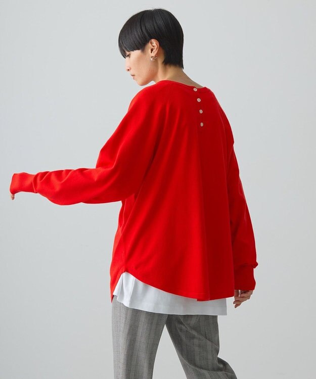 AMERICAN HOLIC ２ＷＡＹバイパチヘンリーネックニットプルオーバー Red