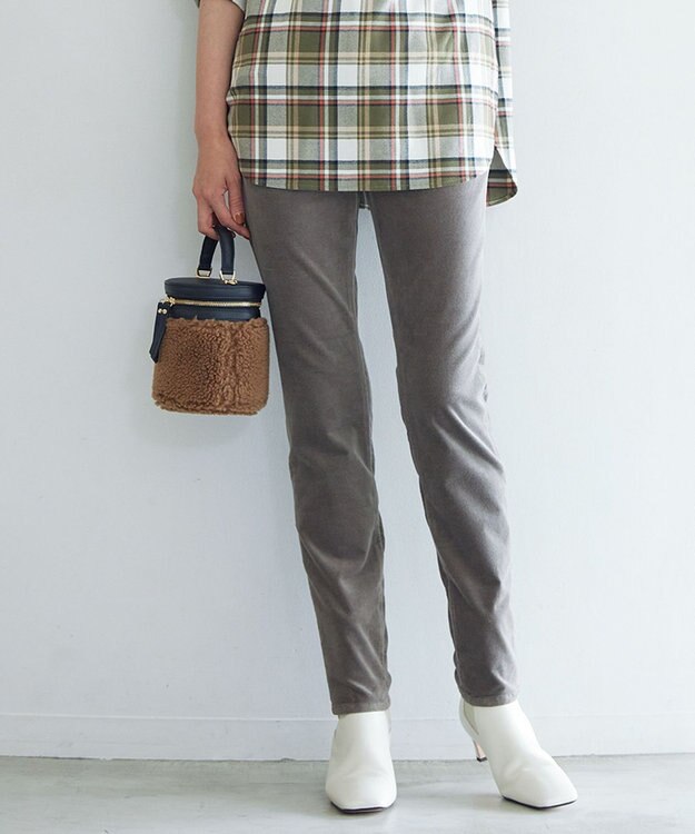 23区 【洗える】23区DENIM ベルベットストレッチ スキニーパンツ トープ